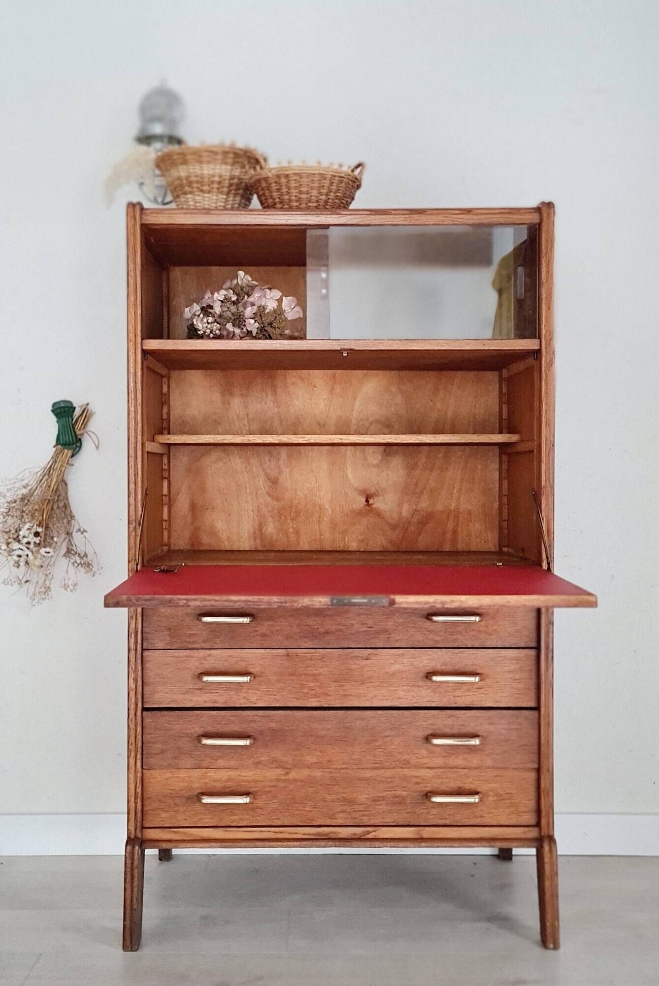 Scandinavian secretary desk - showcase chest of drawers