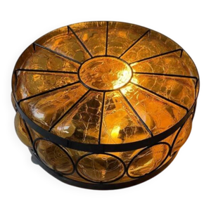 Lampe de plafond vintage - verre ambre