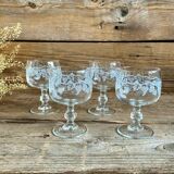 4 small luminarc “vine” glasses
