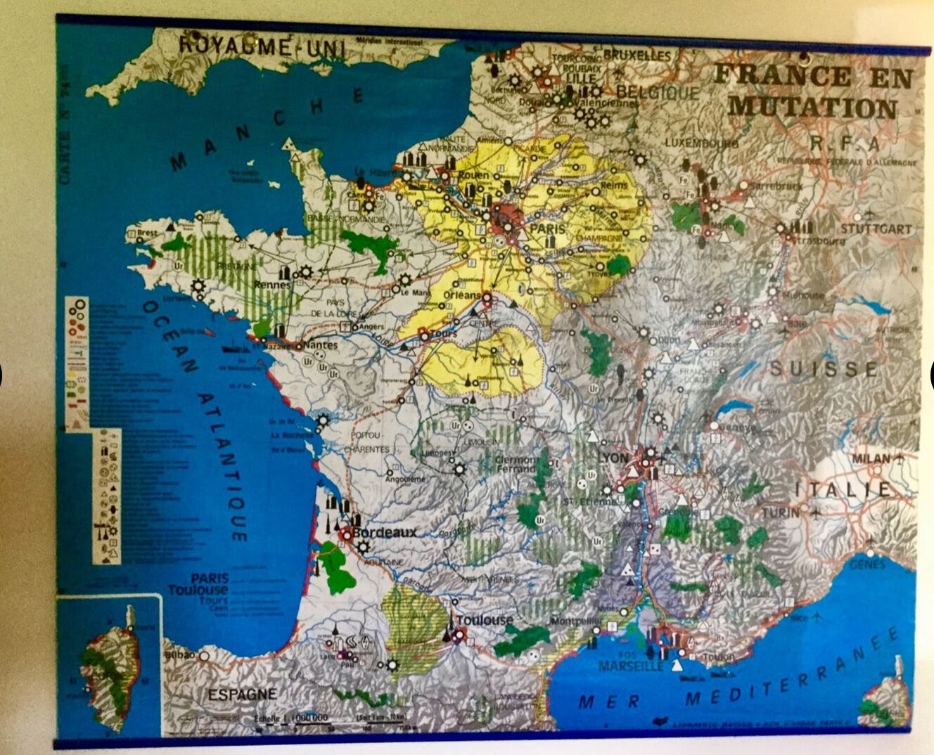 Large map of Paris years 70