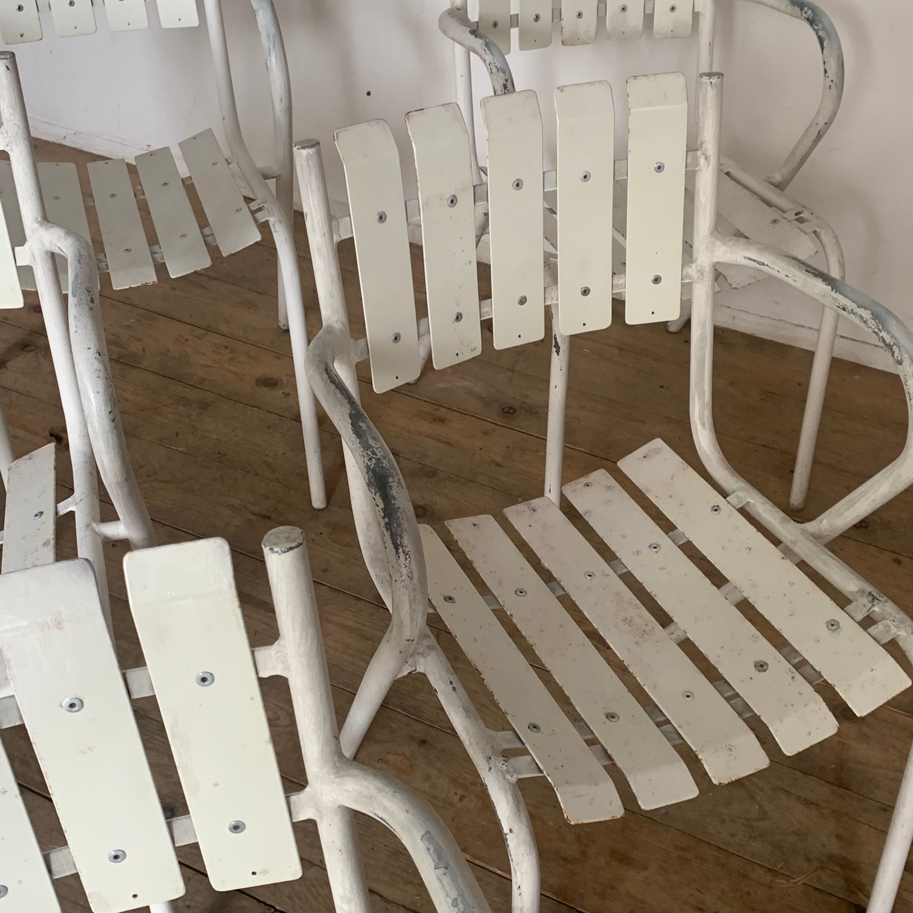 Vintage bistro chairs terrace in galvanized steel - set of 6