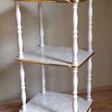 Solid turned wood and formica faux marble shelf to install wood 60s