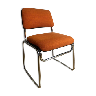Visitor chair sled in orange wool Eurosit