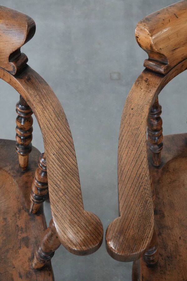 Ensemble de 2 chaises de capitaine anglaises/chaise de bureau antiques du 19ème siècle