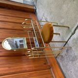 Vintage Dressing Table and Stool in Brass, 1950s, Set of 2