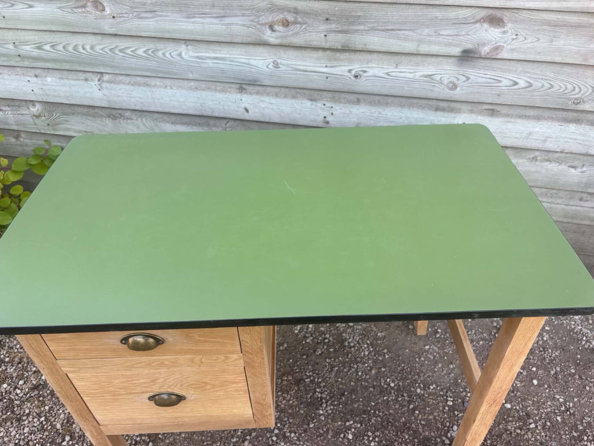 Vintage desk with green Formica top – 1960s/70s