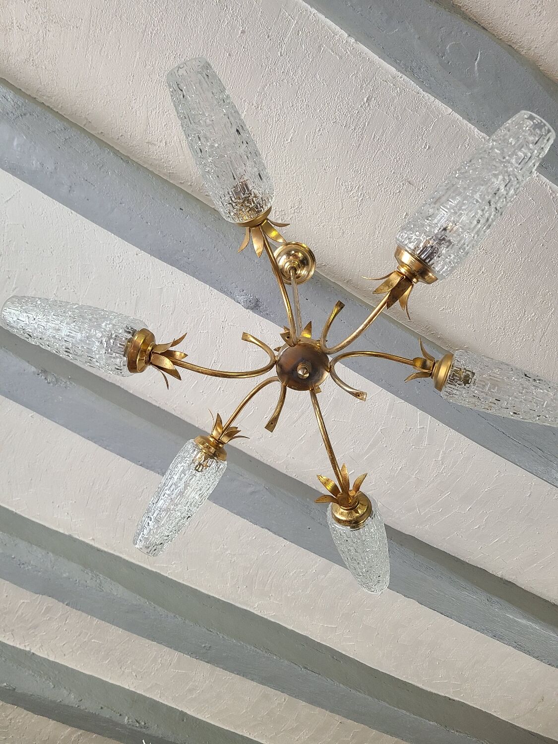 Lustre 1970 vintage feuille d'ananas