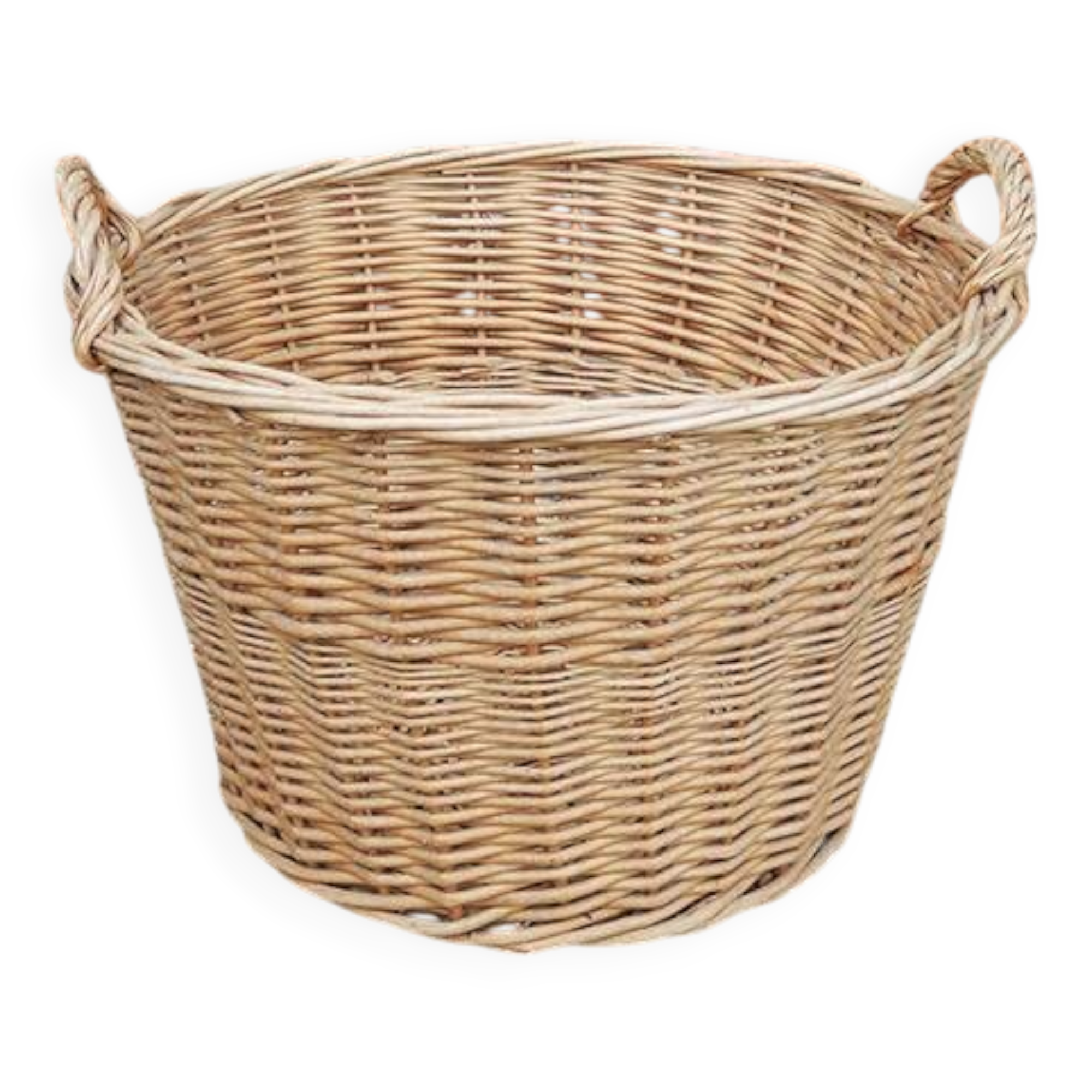 Antique Large Light Wicker Laundry Basket