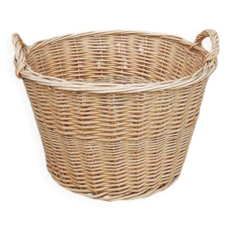 Antique Large Light Wicker Laundry Basket