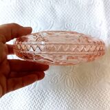 EMPTY POCKETS, small pink glass jewelry box, double bowl