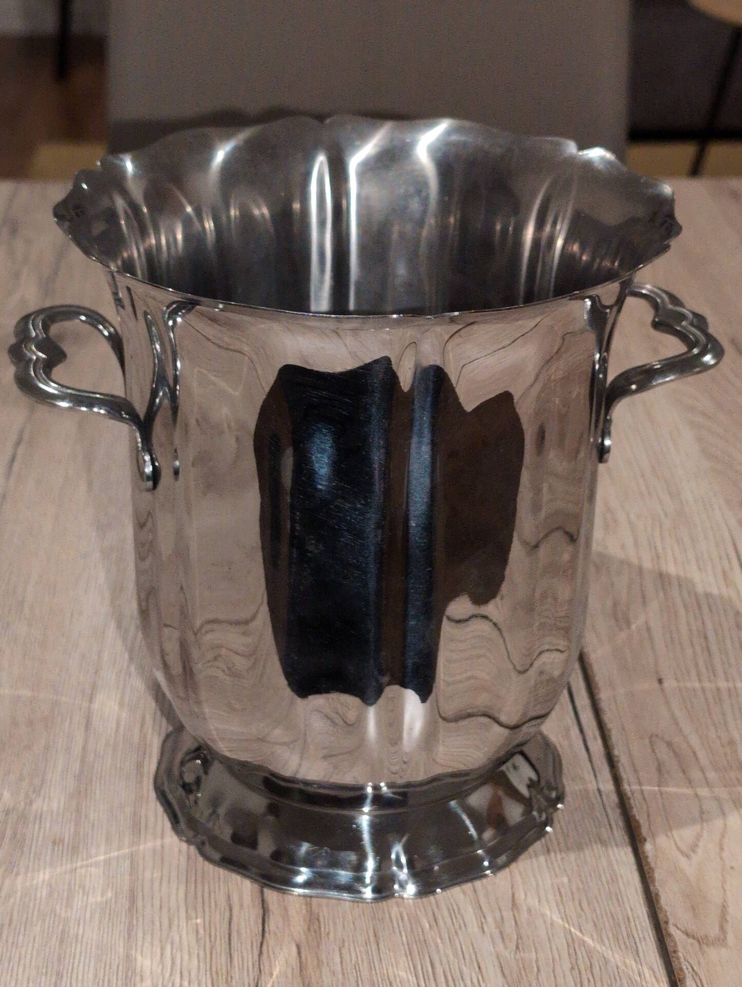Vintage Guy Degrenne stainless steel champagne bucket and bottle cooler.