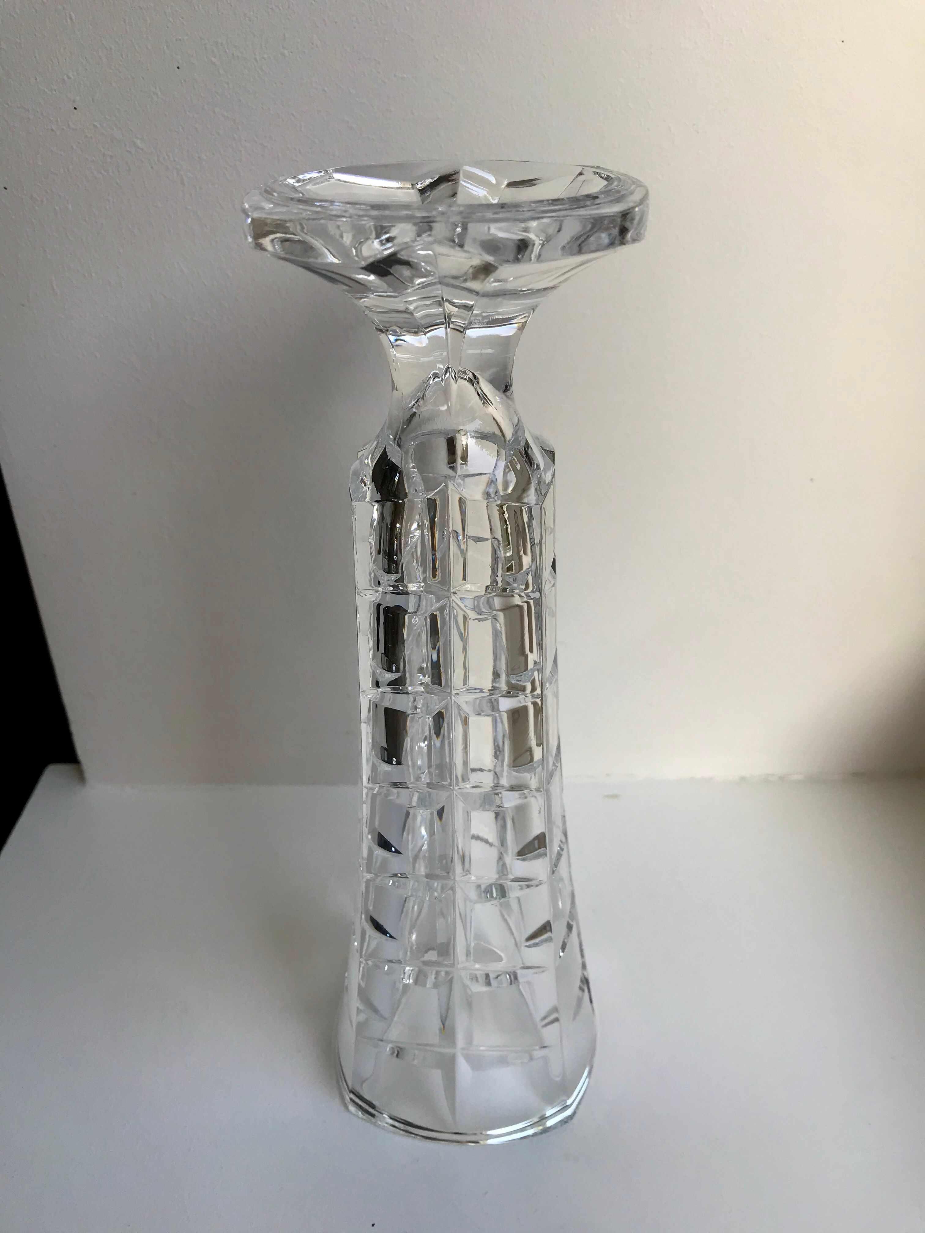 vase on feet in art deco molded crystal glass