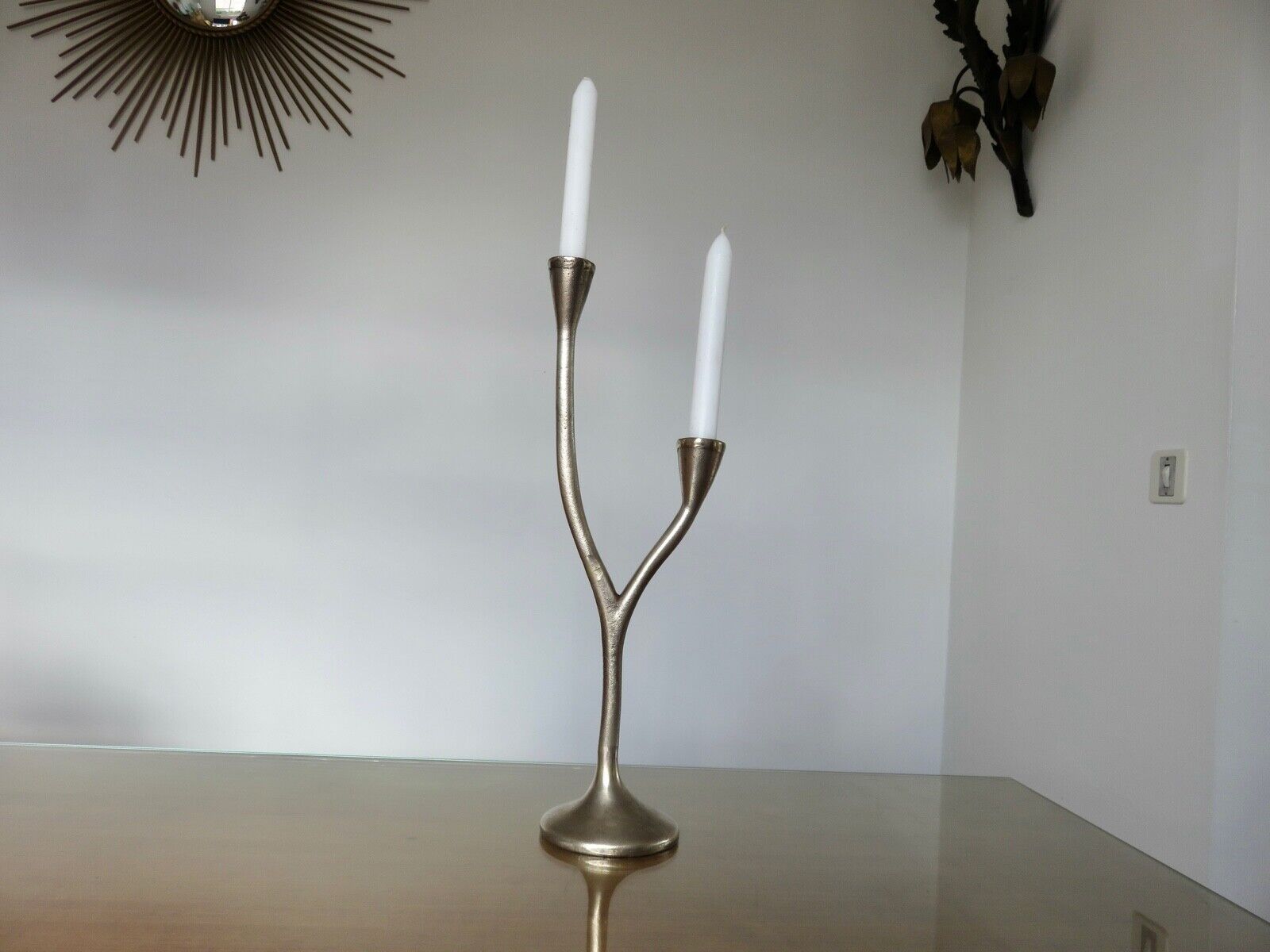 Modernist candle holder in solid bronze 1970