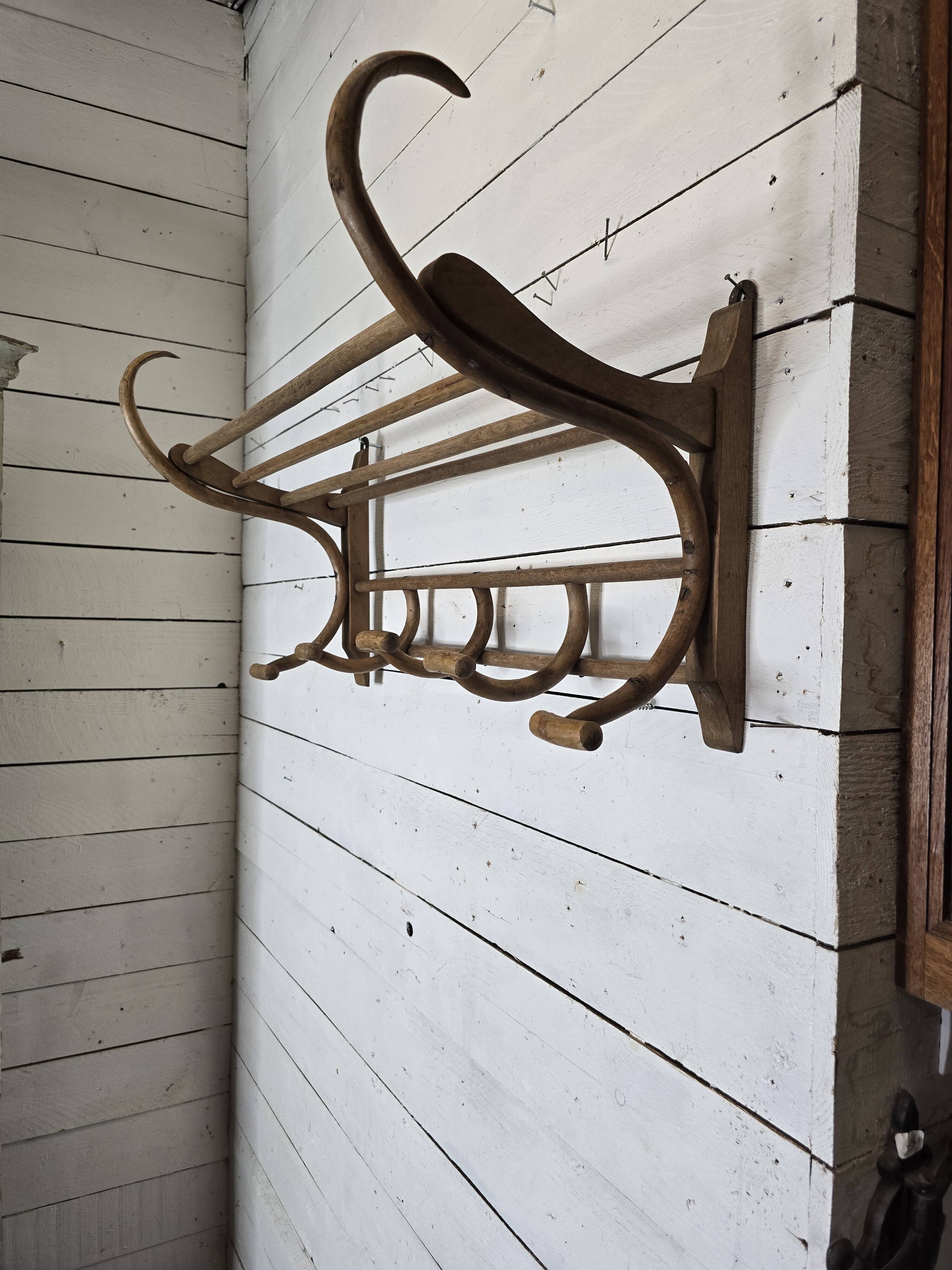 Old curved wooden coat rack