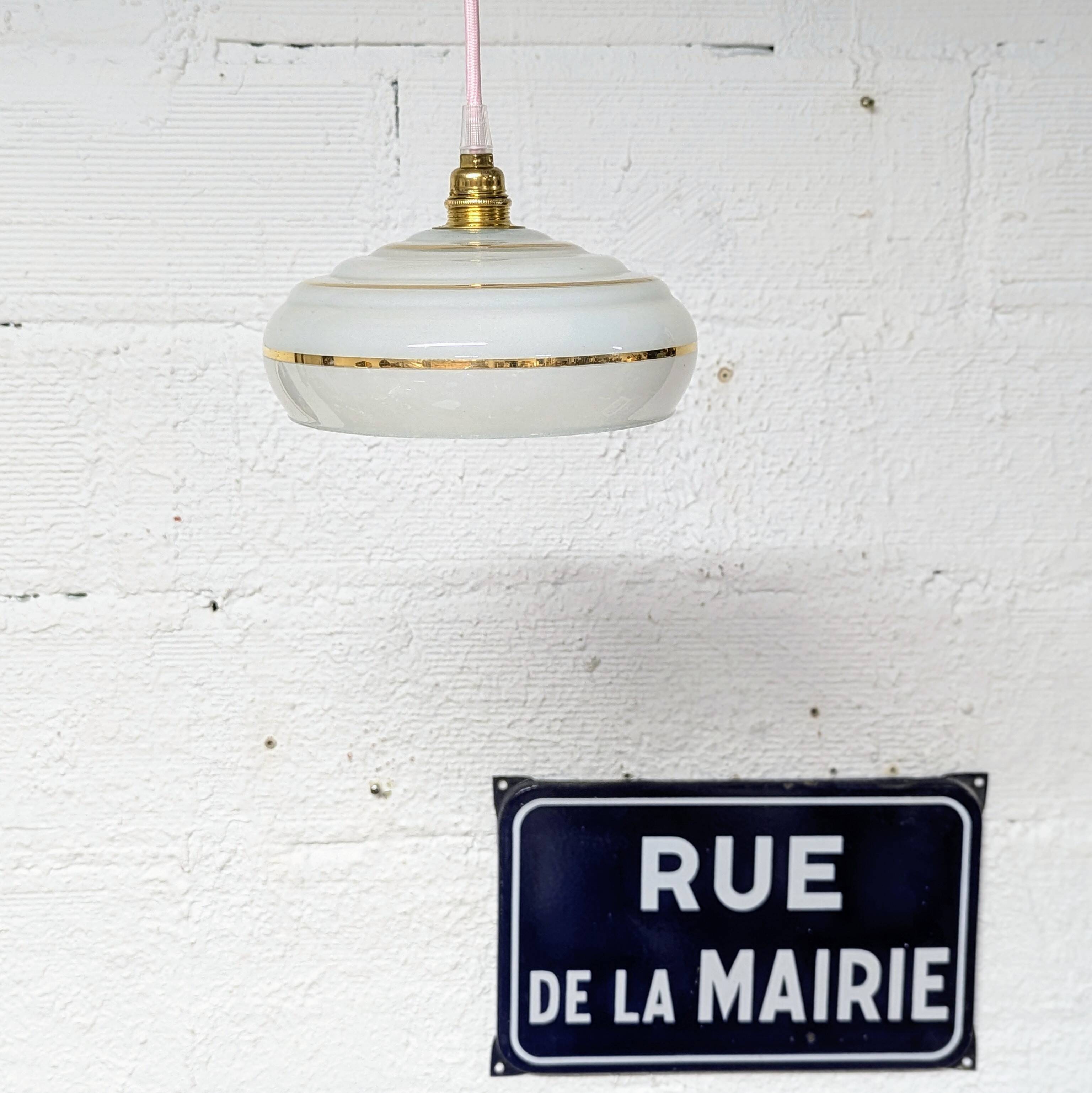 Pink and gold granite glass pendant light