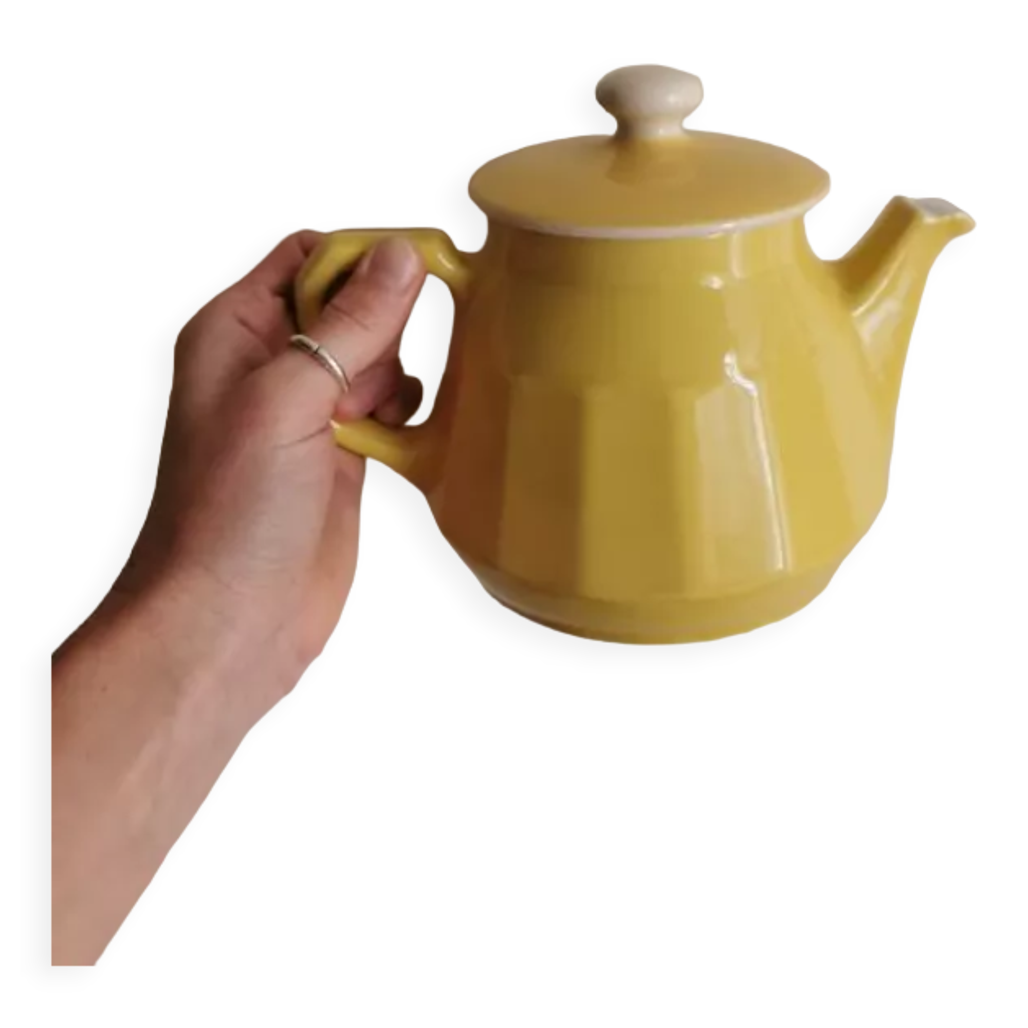 Cafetière, théière vintage jaune