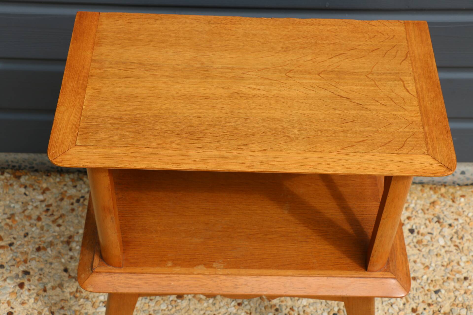 Crossed lattice bedside table veneered in oak
