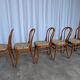 Ensemble de 6 chaises de salle à manger Thonet en bois courbé avec assise en tissu / Années 1970 Mid-Century Bistr