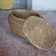 Antique basket, straw and bramble, woven basket with lid