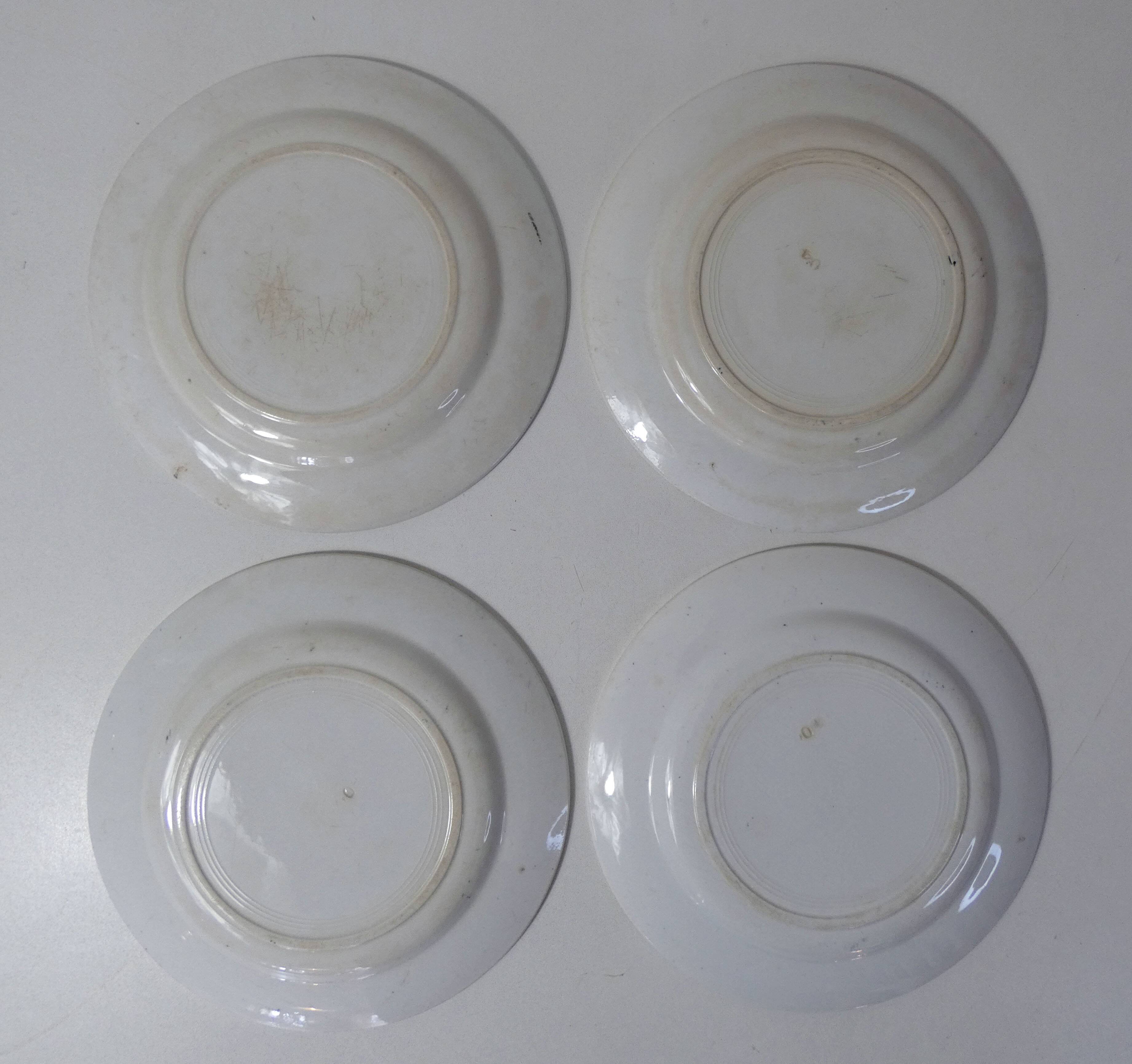 Terre de fer 4 assiettes plates fleurs althaea