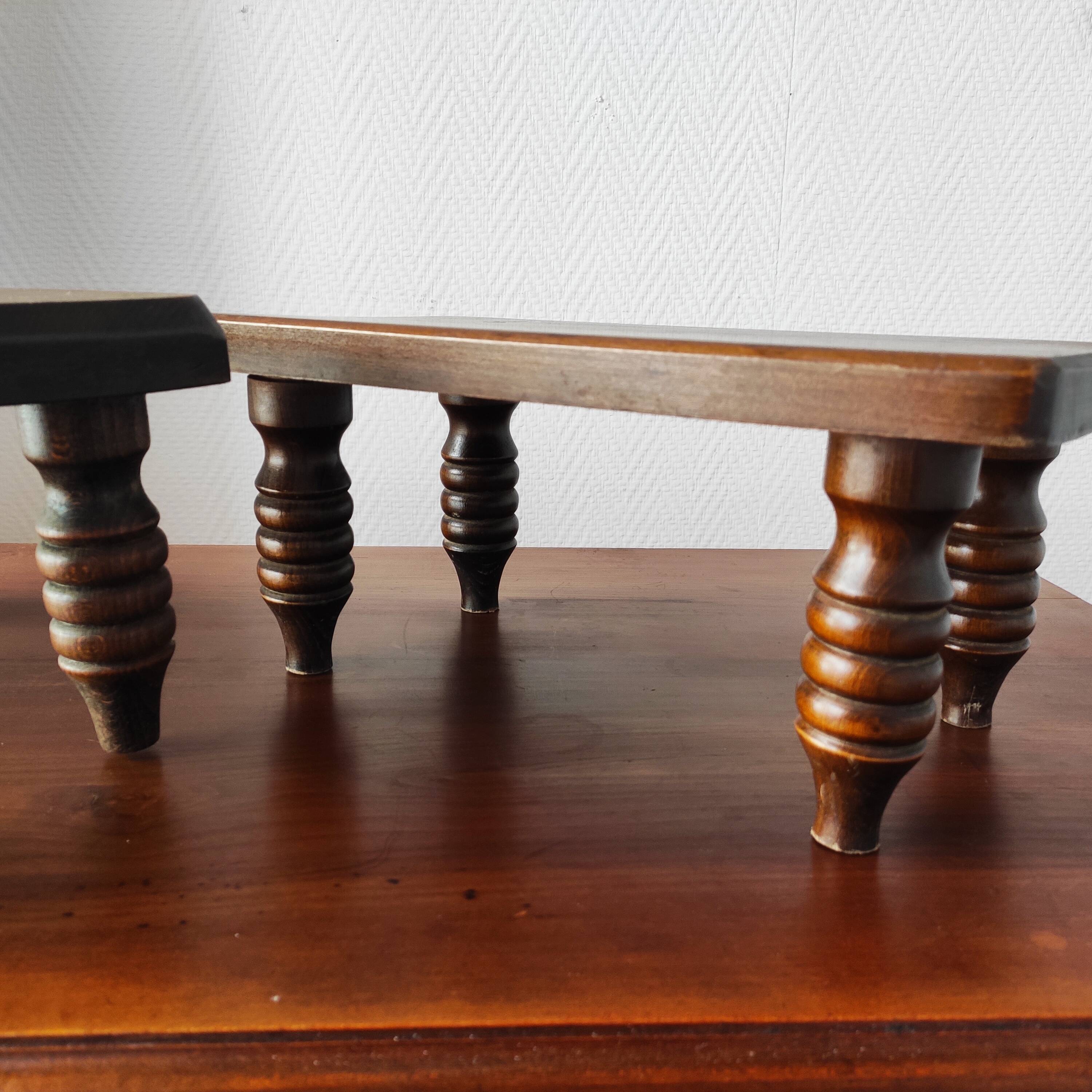 Pair of vintage solid wood footrests