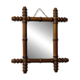 Antique turned wooden mirror in bamboo style, late 19th century A116