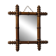 Antique turned wooden mirror in bamboo style, late 19th century A116