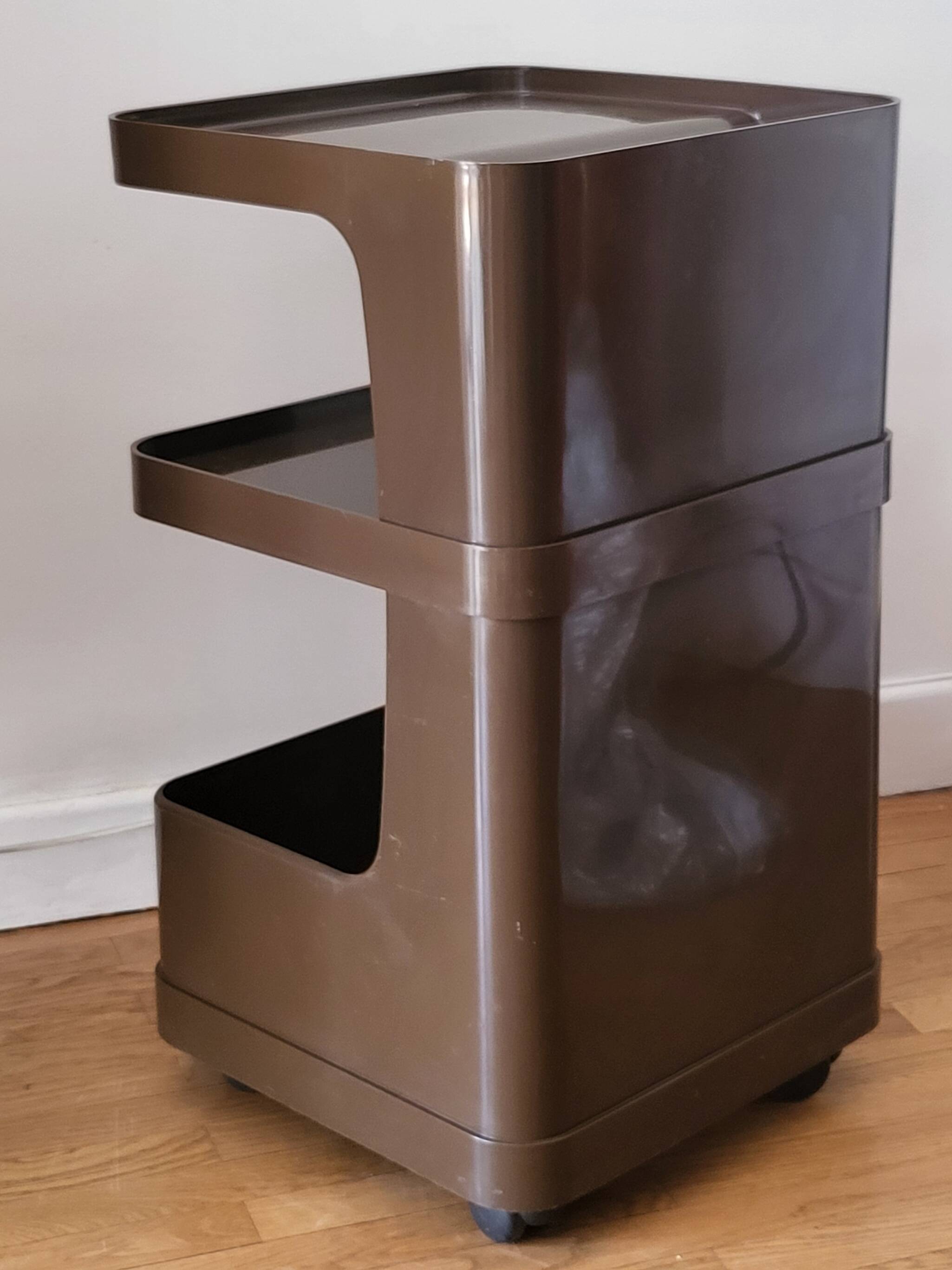 Marc Held trolley on wheels for Prisunic in brown plastic 1970 Space Age Vintage