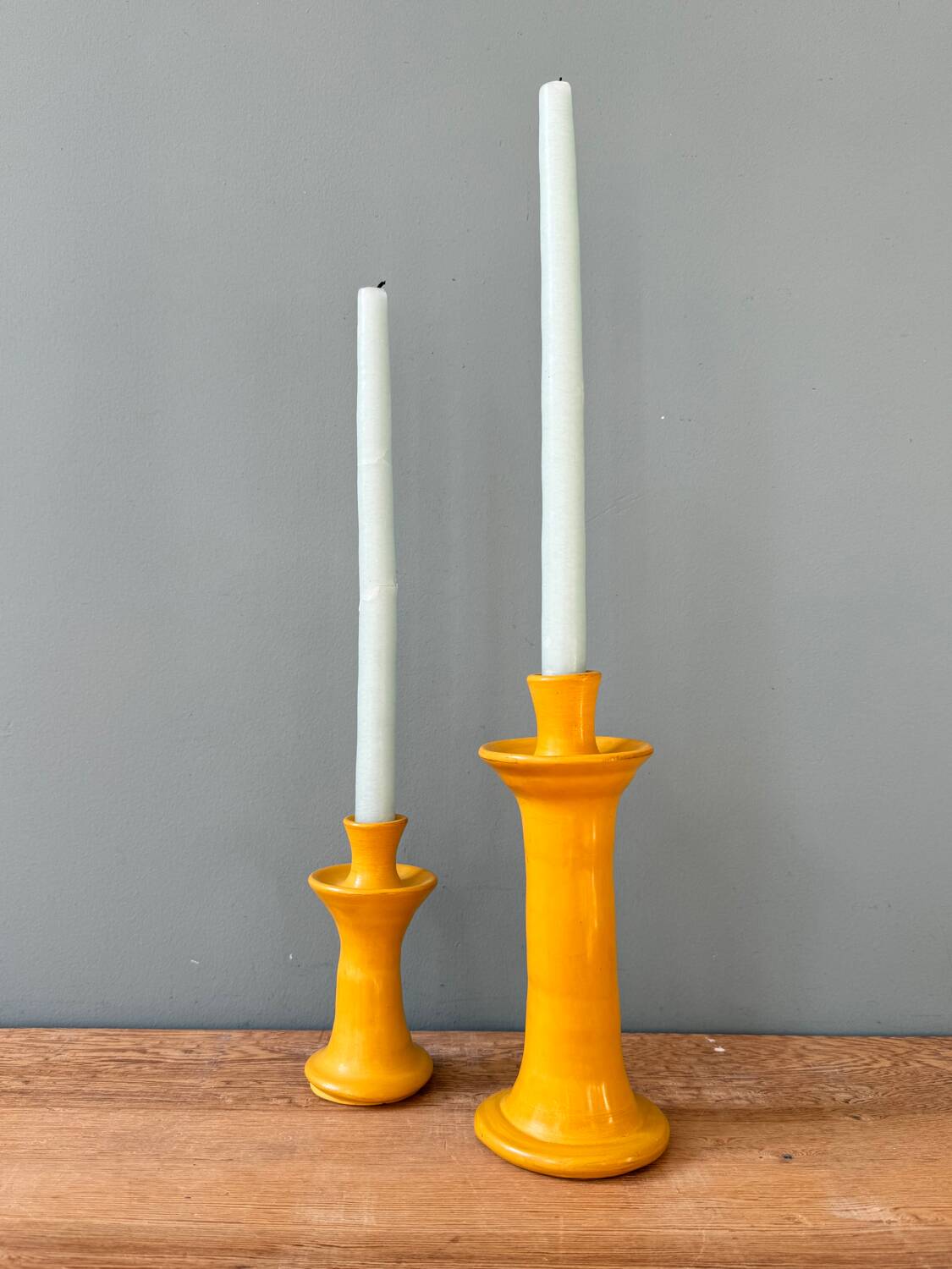 Two yellow ocher Tamegroute candle holders