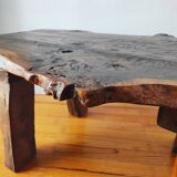 Vintage coffee table 50/60 brutalist oak and solid walnut
