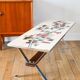 Ceramic coffee table, chrome and teak legs, Space Age, signed, 1970.