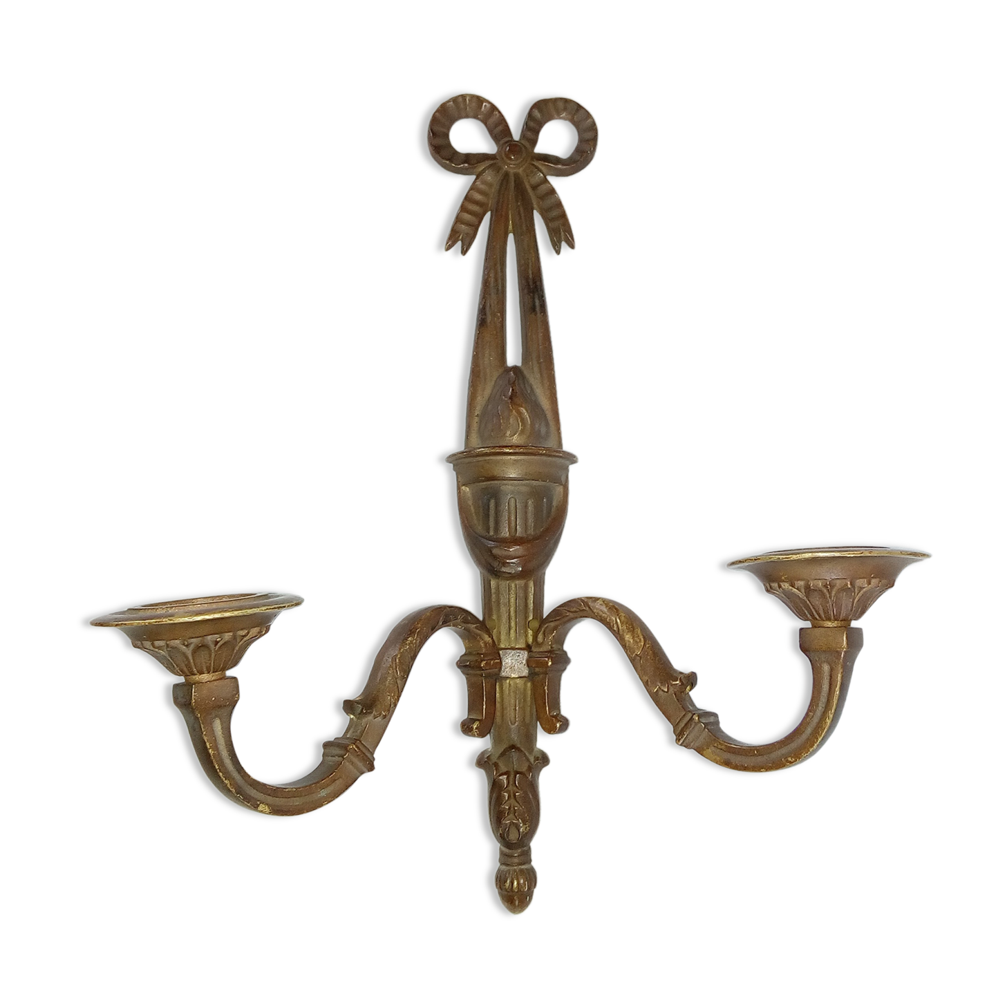 Patinated bronze wall lamp in louis XVI ribbon style