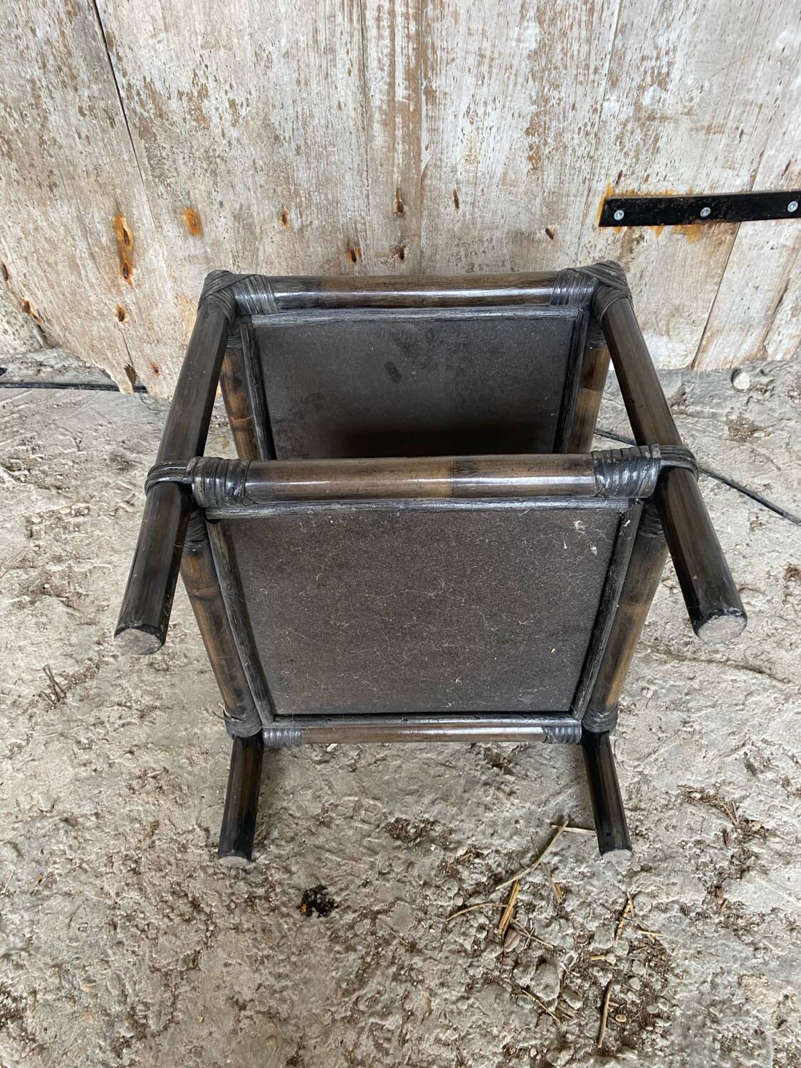 Bamboo Bedside Table + Caned Trays 1960 Vintage #D543