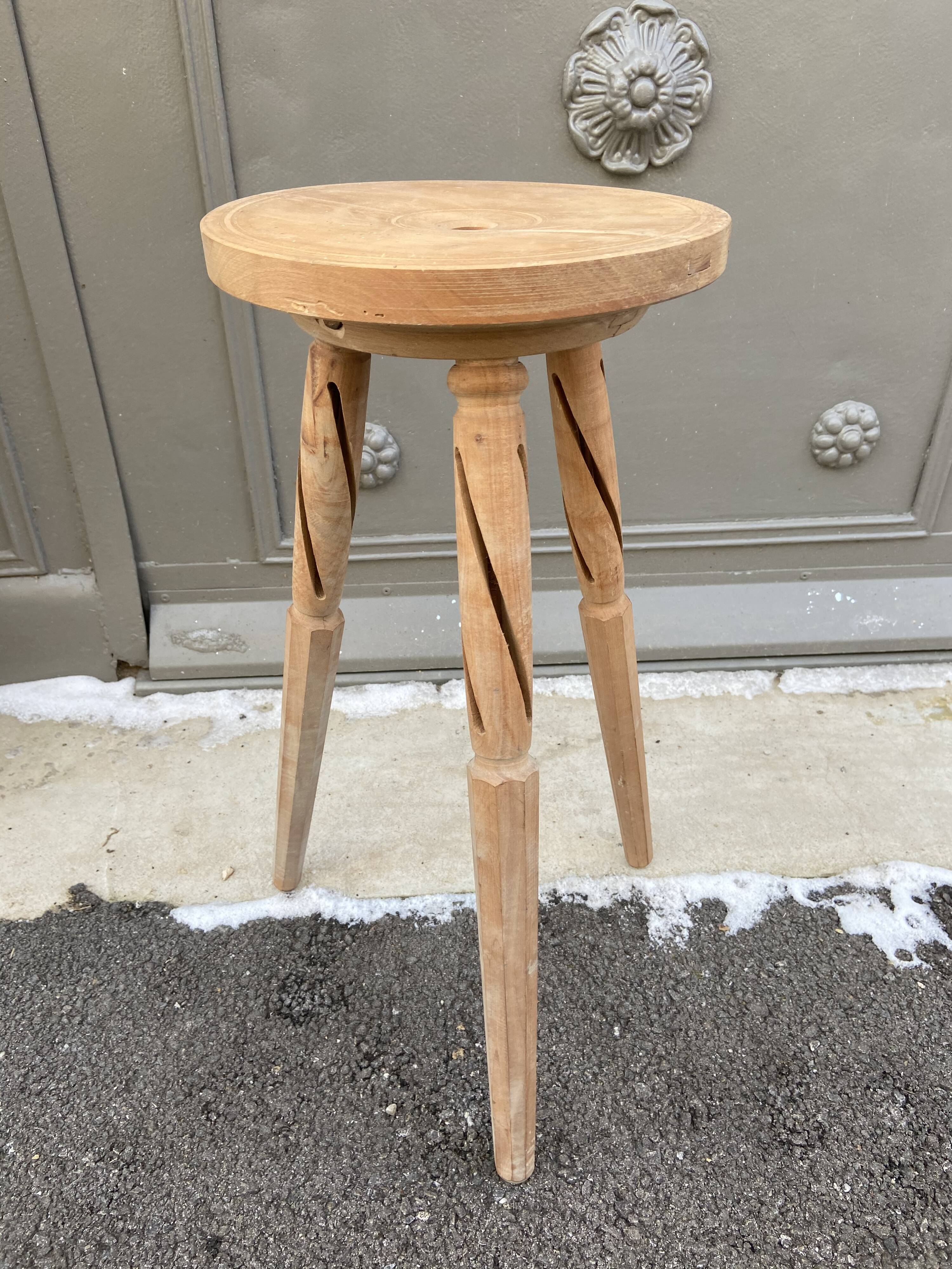 Tabouret Rustique Bois Brut Vintage Selency