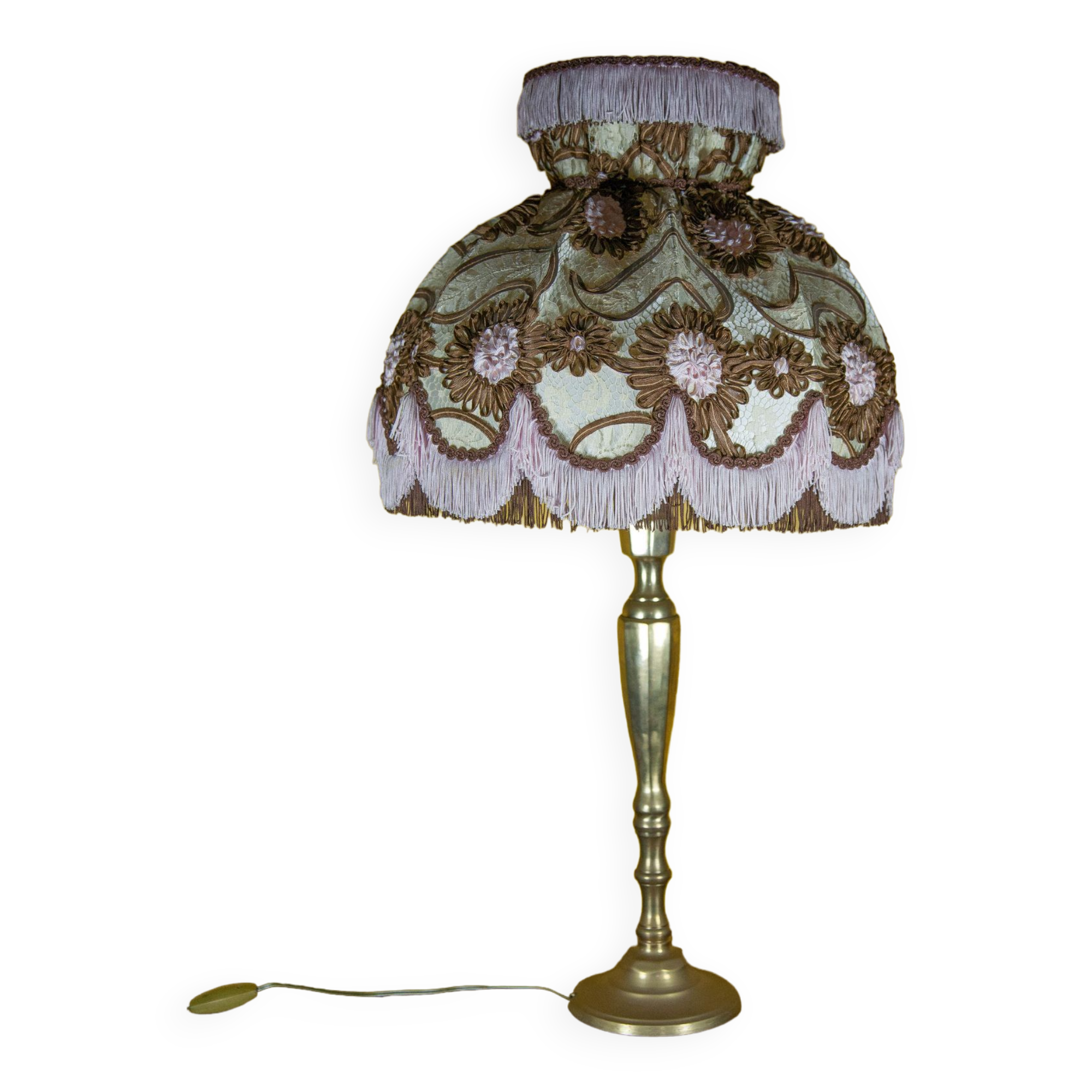 Large brass lamp with lampshade
