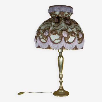 Large brass lamp with lampshade