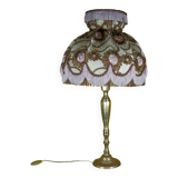 Large brass lamp with lampshade