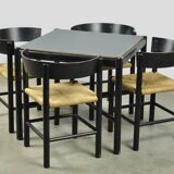 Fritz hansen / scandinavian papercord dining set (5) / mogens lassen / denmark 1960s