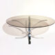Vintage coffee table, aluminum center stand and circular glass top