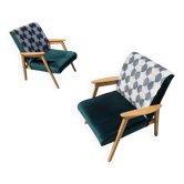 Paire de fauteuils Mid-Century Modern retapissés années 1960