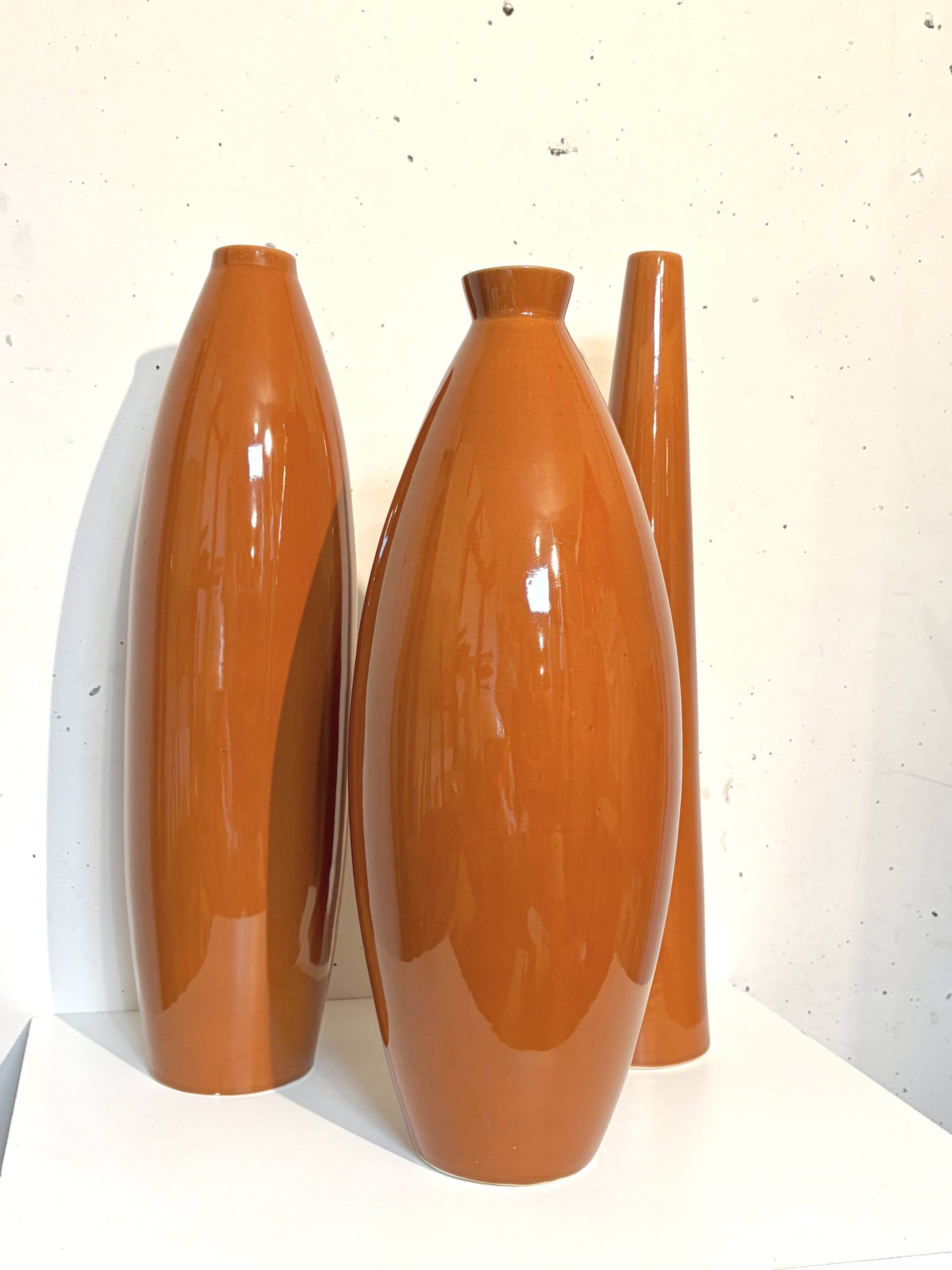 Lot de 3 grands vases céramique, 1980