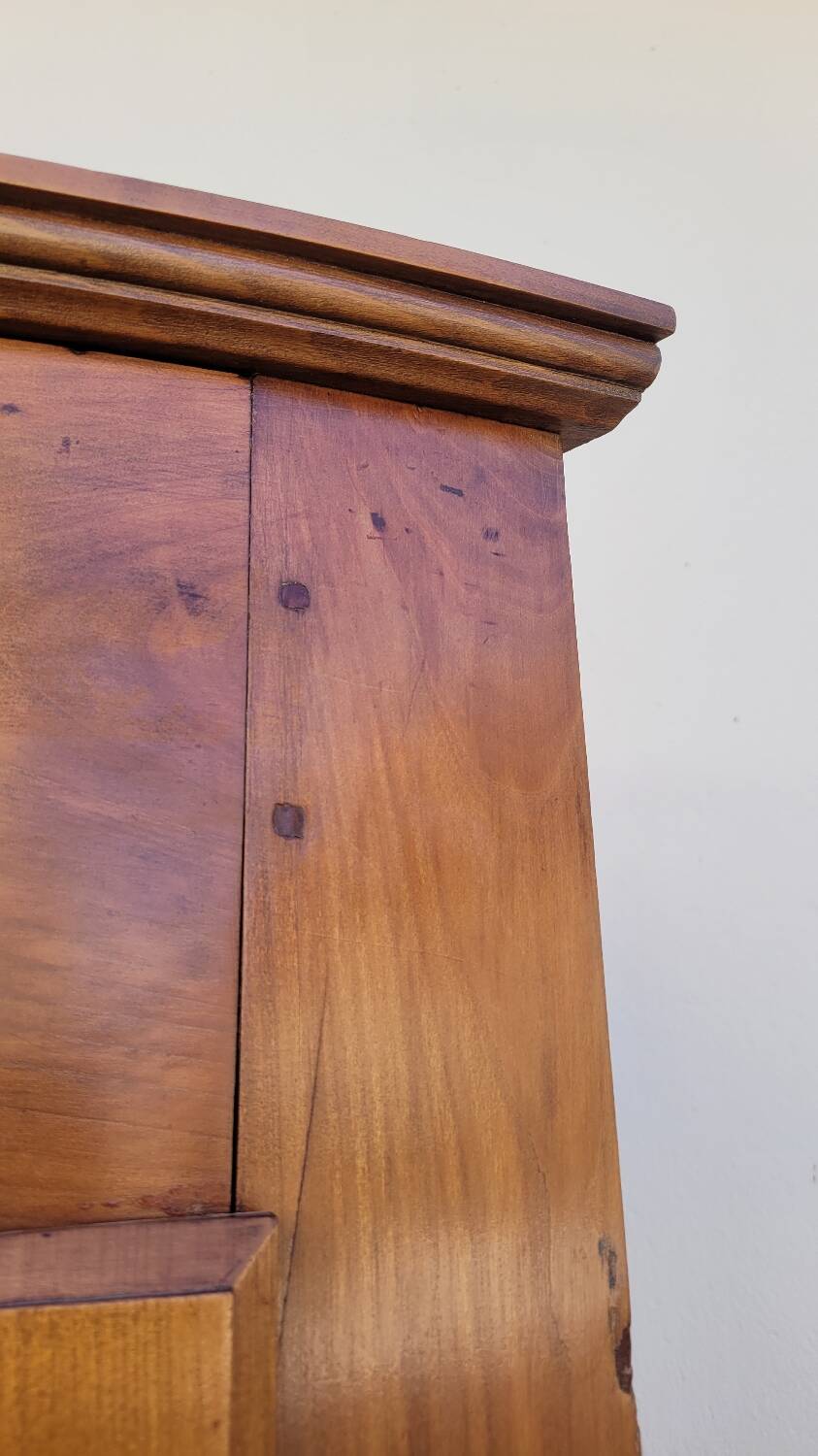 Corner glazed corner cabinet in old cherry wood 1900s