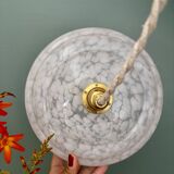Vintage white Clichy glass lampshade pendant light