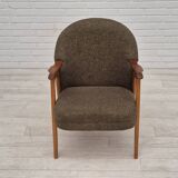 1960s, Danish armchair, furniture wool/cotton fabric, teak wood.
