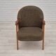 Fauteuil danois, meuble en tissu laine/coton, bois de teck, années 1960