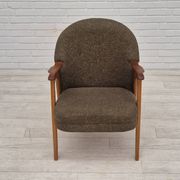 1960s, Danish armchair, furniture wool/cotton fabric, teak wood.