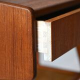 Scandinavian bedside table in teak and rattan