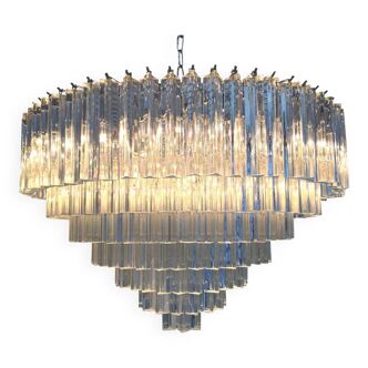 Contemporary clear triedro murano glass chandelier
