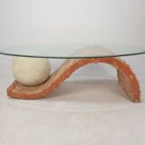 Table basse en pierre fossile de Magnussen Ponte, années 1980