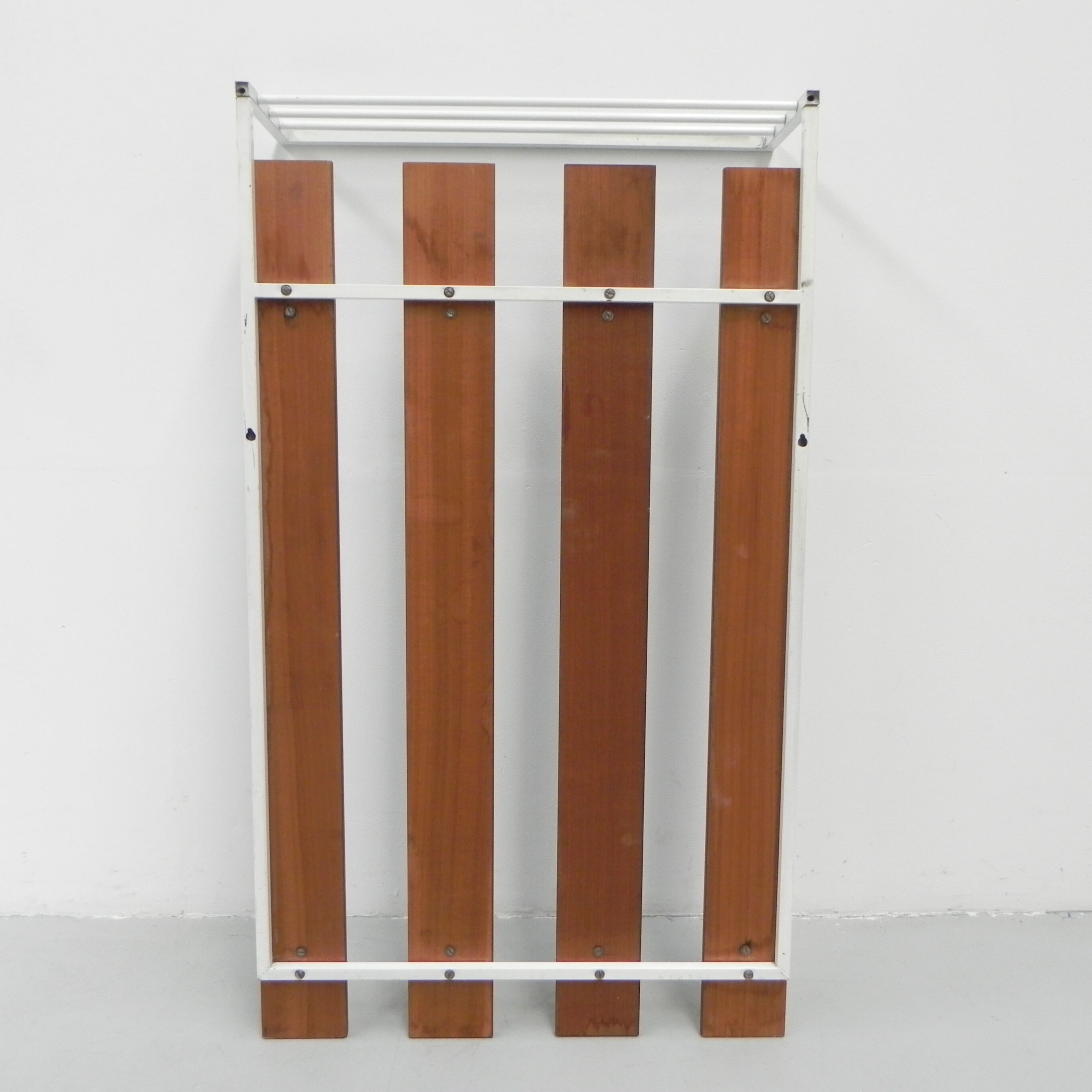 Vintage wall coat rack with 8 hooks and hat shelf